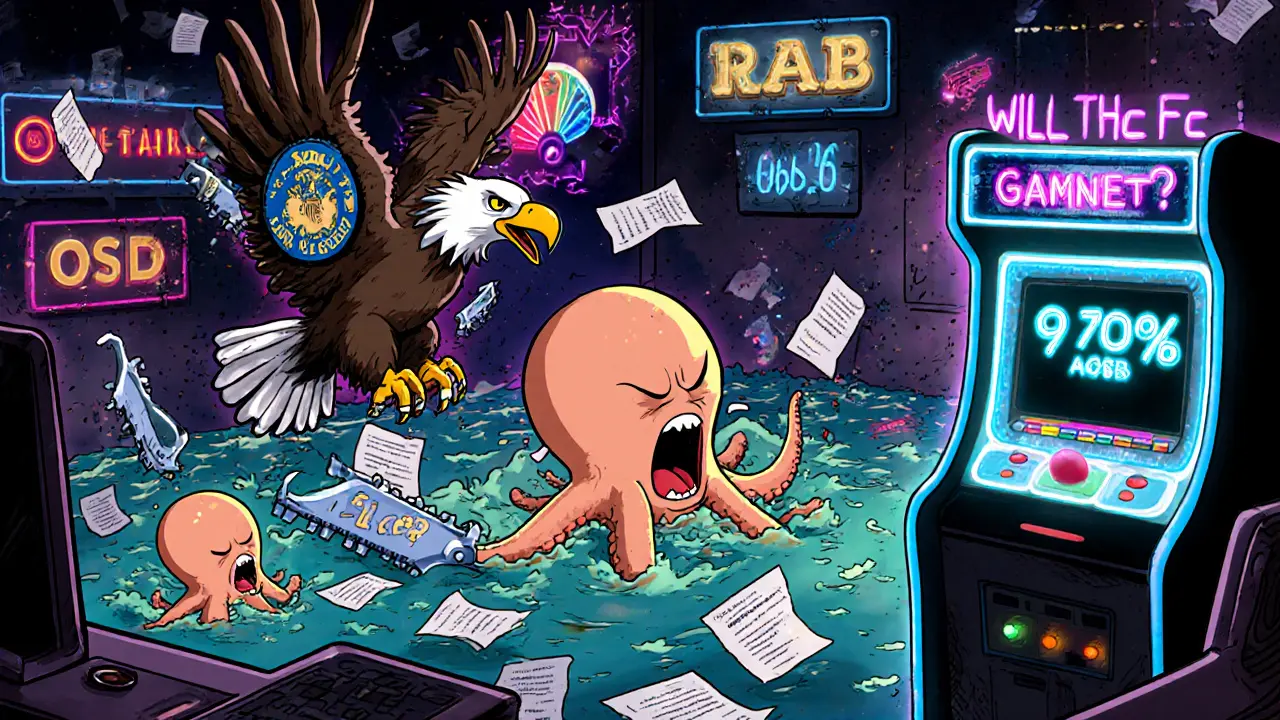 Screaming smart contract octopuses drowning in loans as a regulatory eagle drops legal chainsaws.