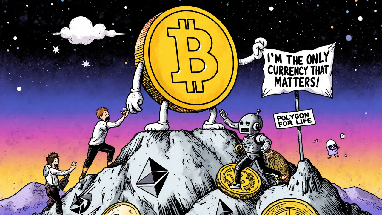 A humanoid PYR token standing on blockchain chains with players staking NFTs around it.