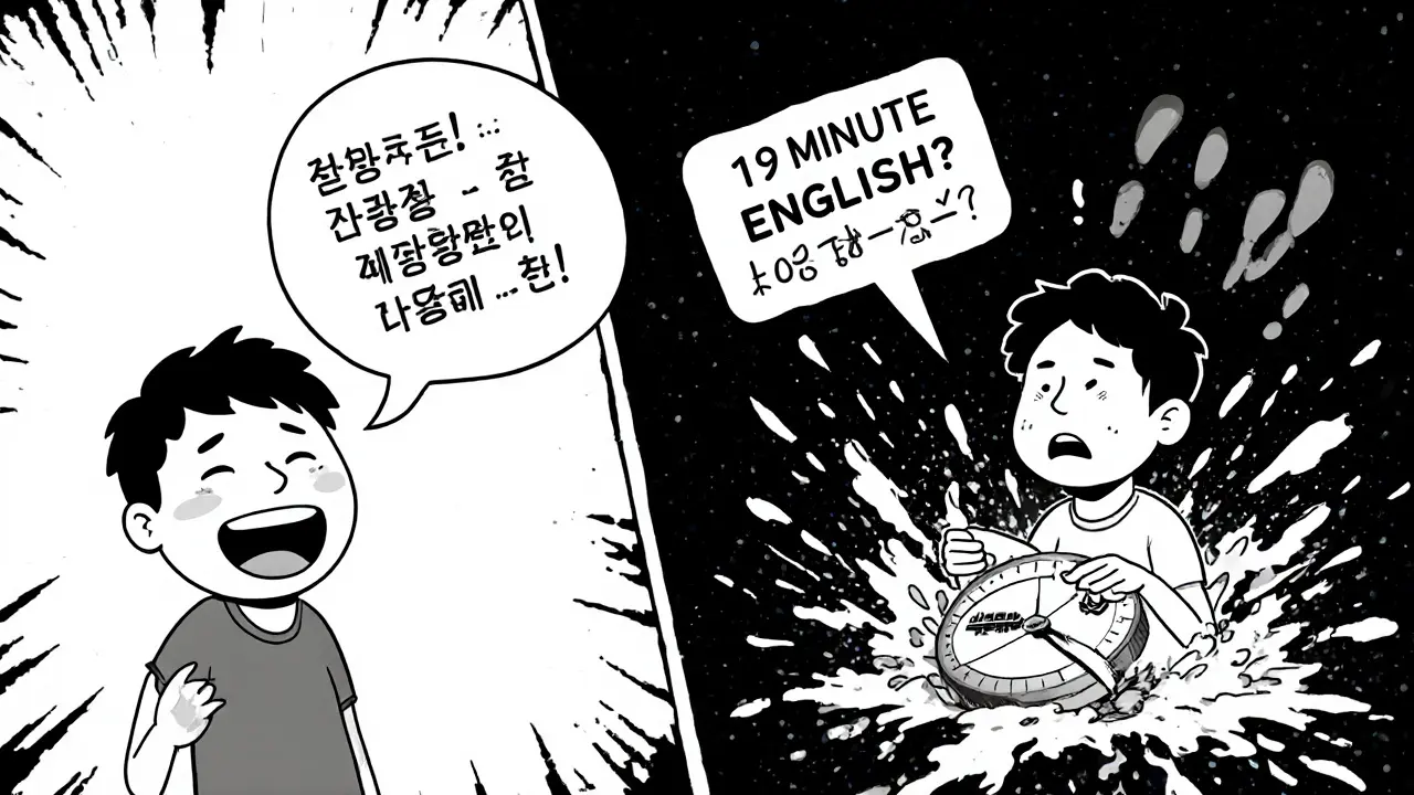 Split-screen: Korean user gets fast support vs international user stuck in English void with frozen app.