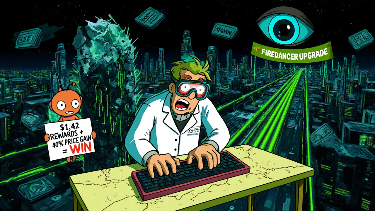 Validator upgrading Solana network into a superhighway while SEC watches from the sky.