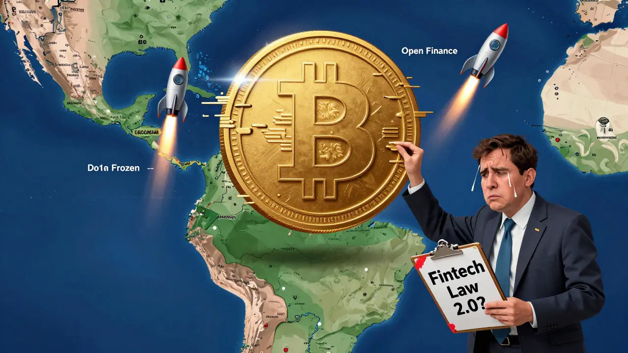 A glitching peso-shaped crypto token towers over Latin America as other countries launch ahead.