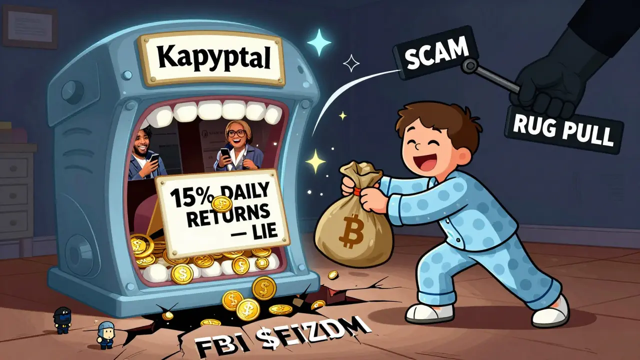 A person depositing crypto into a portal that turns into a monster eating their money.