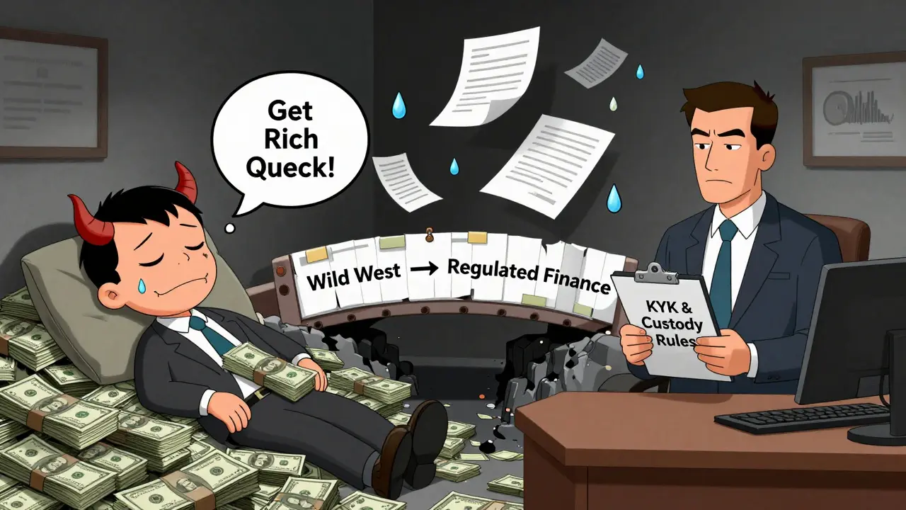 A trader transformed from chaotic crypto dreamer to regulated investor under OJK supervision.