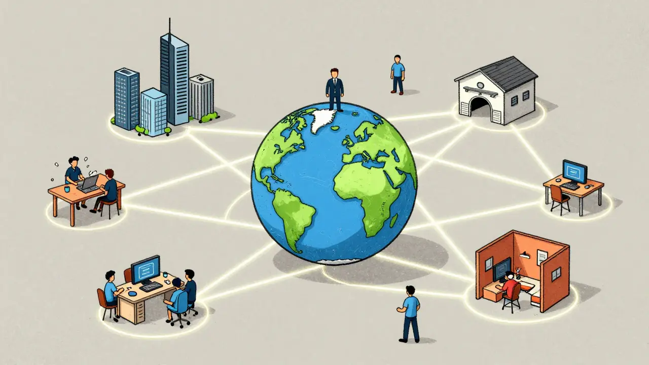 Global network of home computers connected across Earth, representing decentralization.