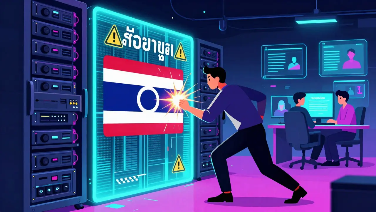 Foreign server blocked by a digital firewall, depicting new rules for overseas crypto operators.