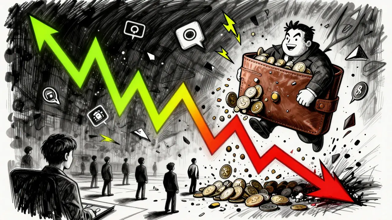Insider dumping tokens causing price crash on graph