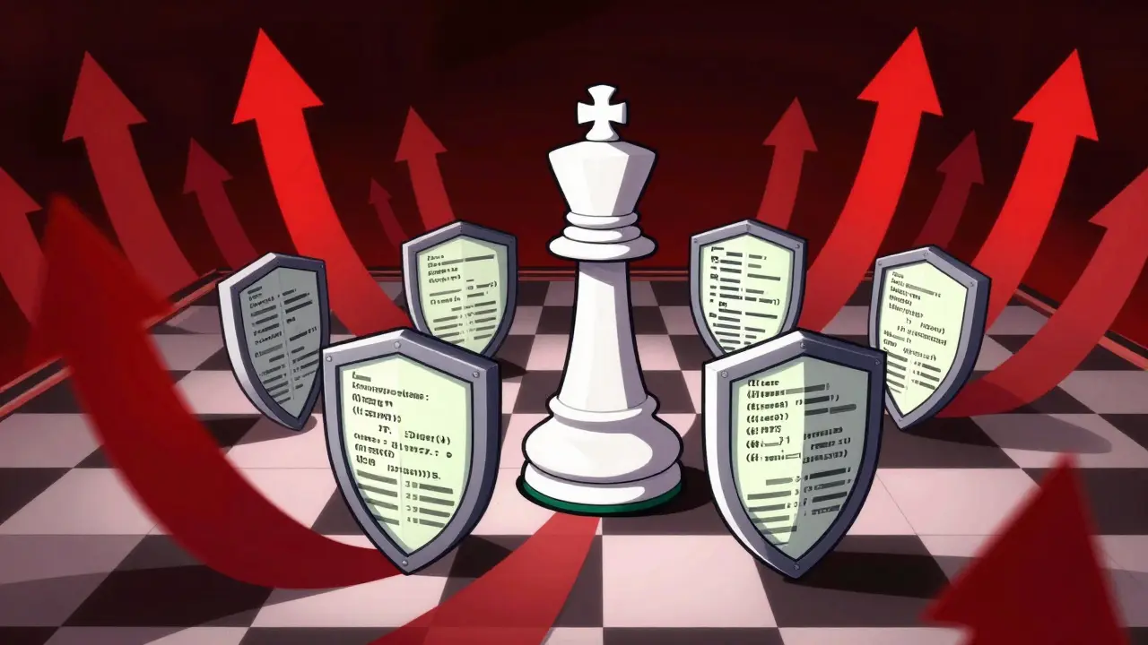 Chess king defending against inflation arrows on board