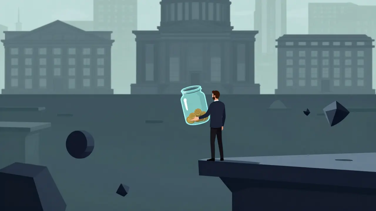 Investor on a ledge highlighting lack of security