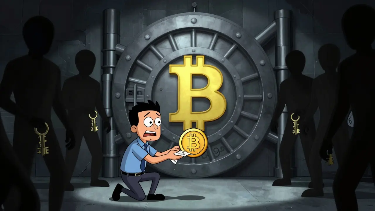 Trader exchanging Bitcoin for wBTC receipt at a centralized vault