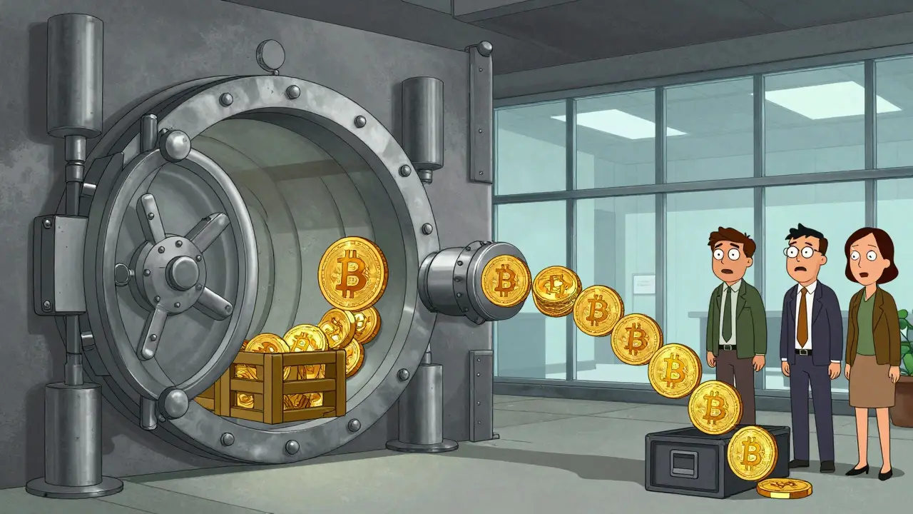 Vault connected to office via tunnel showing two-way peg asset transfer