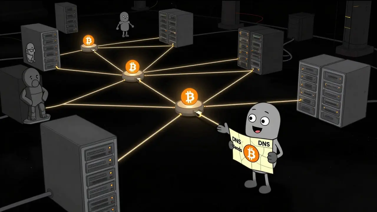 Bitcoin node connecting via DNS seeds in dark space