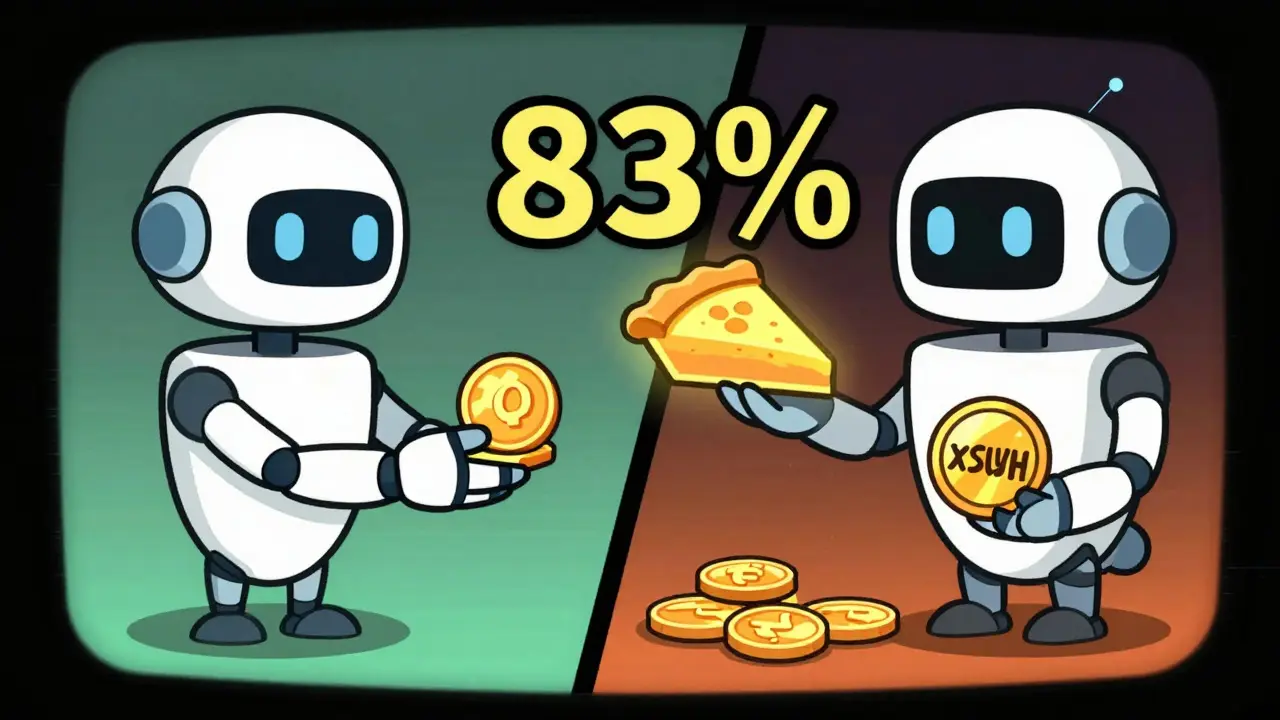 Illustration comparing fee distribution between Uniswap and Sushiswap stakers.