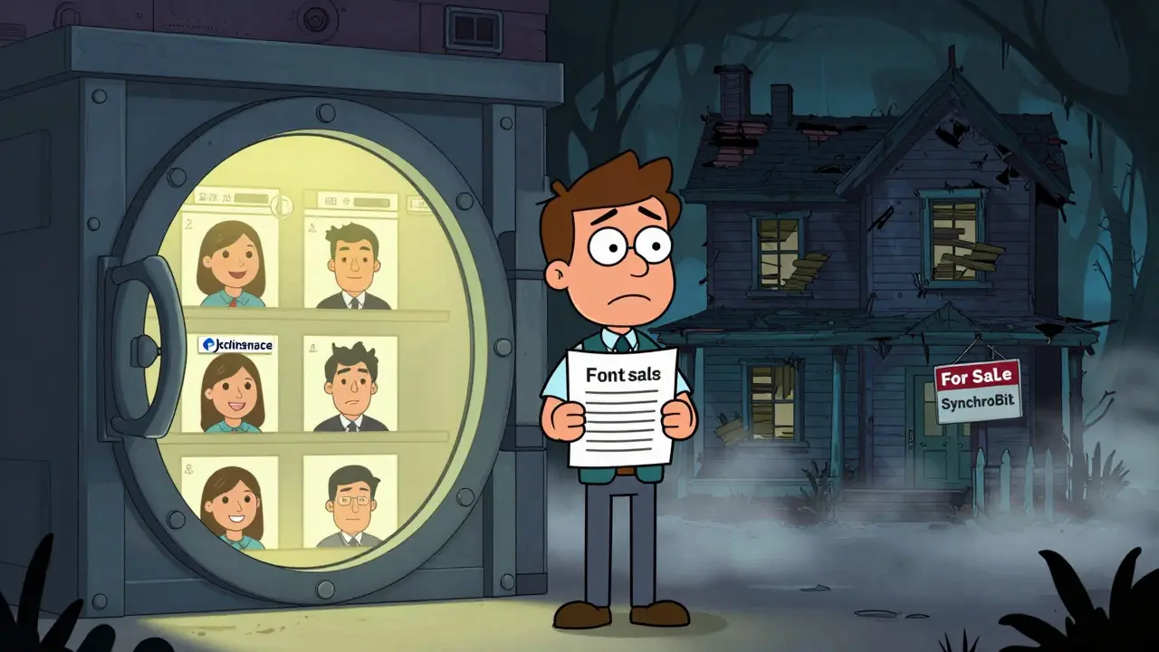 Split screen comparing safe established exchange vs risky unknown platform in cartoon style