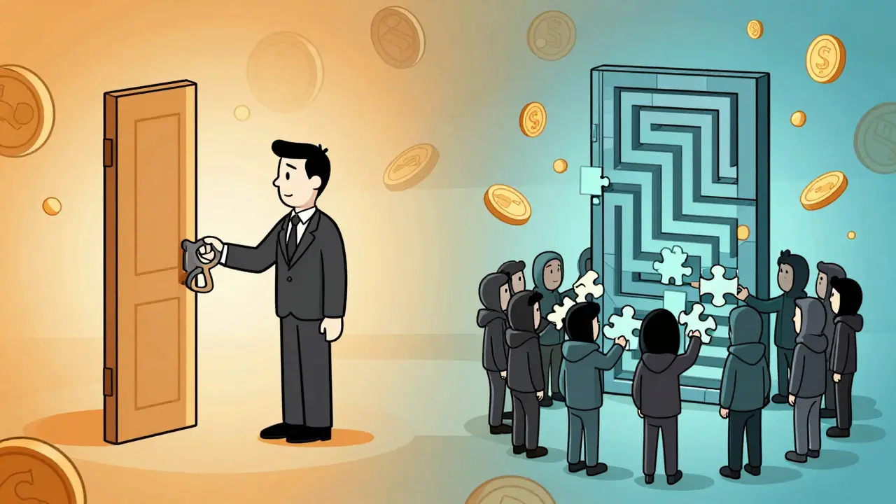 Illustration comparing centralized and decentralized bridge architectures