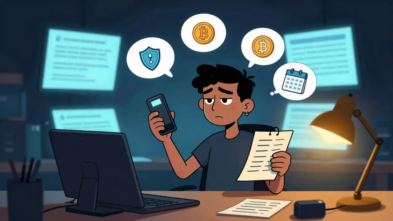 Tired cartoon character preparing assets at a desk with glowing screens