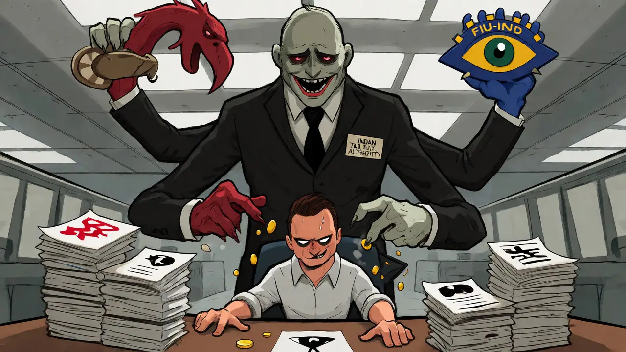 A taxpayer is overwhelmed by monstrous representatives of various regulatory agencies.