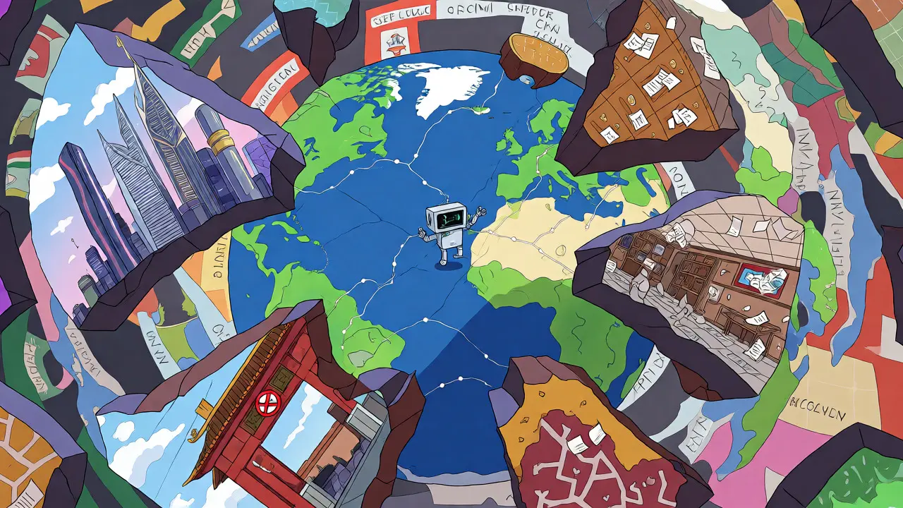 Broken globe showing fragmented global real estate laws