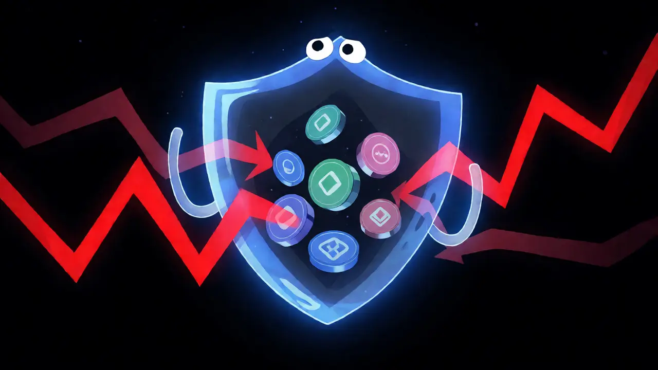 Protective shield guarding crypto assets from market volatility